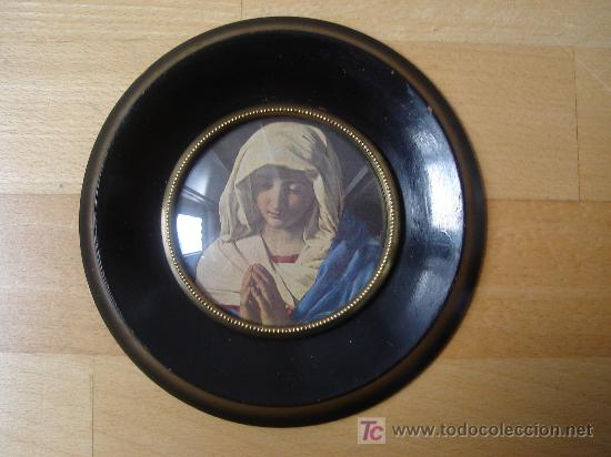 Otros objetos de arte: CUADRO REDONDO CON ESTAMPA DE VIRGEN - Foto 1
