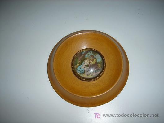 Otros objetos de arte: cuadro redondo peque&ntilde;o antiguo - Foto 1