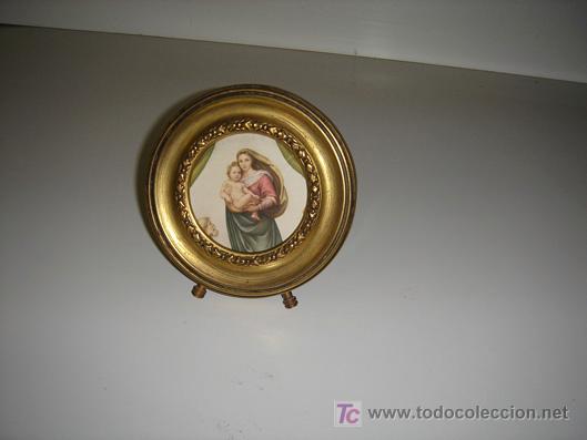 Otros objetos de arte: cuadro redondo peque&ntilde;o antiguo - Foto 1