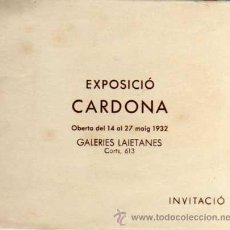 Varios objetos de Arte: INVITACIÓ - DIPTICO -EXPOSICIÓ CARDONA - GALERIES LAIETANES - AÑO 1932. Lote 28632585