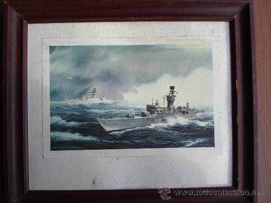 Otros objetos de arte: CUADRO LAMINA BUQUE DE GUERRA - Foto 1