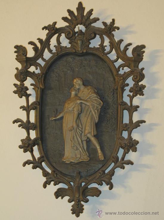 Otros objetos de arte: ANTIGUA PAREJA BRONCE Y CALAMINA - Foto 2