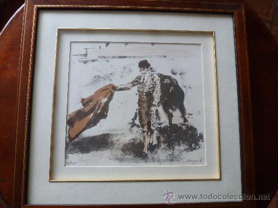 Otros objetos de arte: Lamina enmarcada con figura de torero,numerada - Foto 1