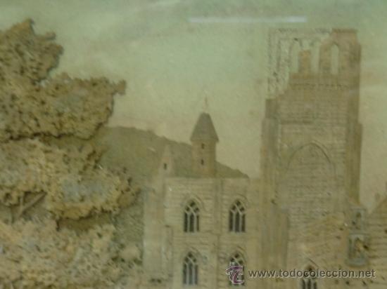 Otros objetos de arte: Cuadro abad&iacute;a inglesa en el campo. Corcho tallado - Foto 4