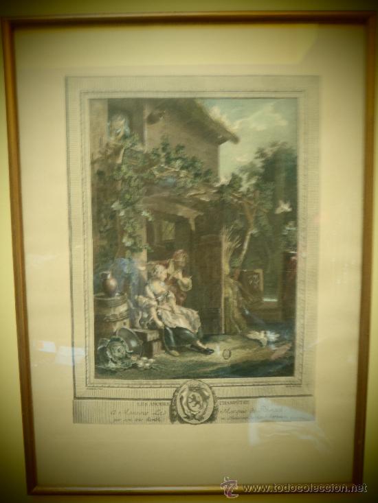 Otros objetos de arte: ANTIGUO GRABADO ROMANTICO,FRANCES. - Foto 1