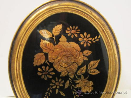 Otros objetos de arte: CUADRO OVALADO PINTADO AL ORO FINO - Foto 2
