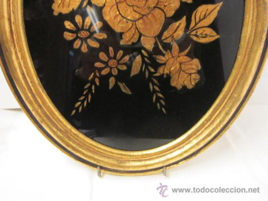 Otros objetos de arte: CUADRO OVALADO PINTADO AL ORO FINO - Foto 3