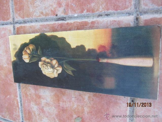 Otros objetos de arte: cuadro flores sobre madera  40x15 cms - Foto 1