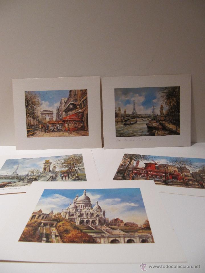 Otros objetos de arte: LOTE 5 LAMINAS PARIS - Foto 1