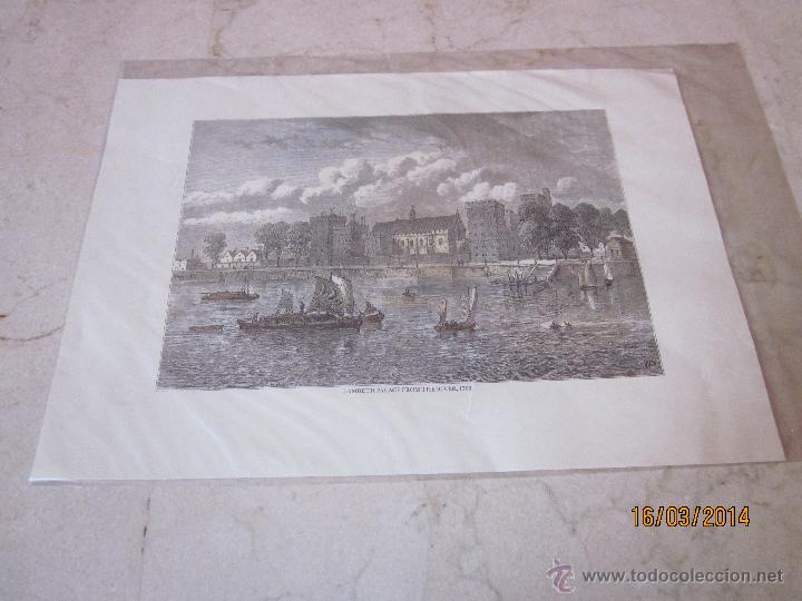 Otros objetos de arte: LAMINA LAMBETH PALACE FROM THE RIVER 1709 - Foto 1