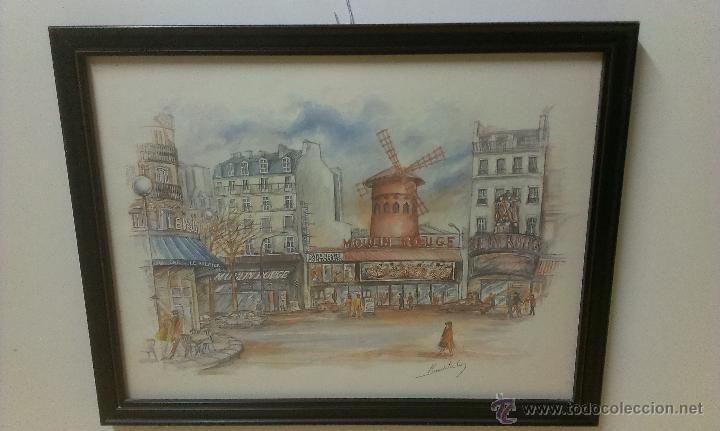 Otros objetos de arte: LAMINA ENMARCADA DEL MOULIN ROUGE .PARIS . - Foto 1