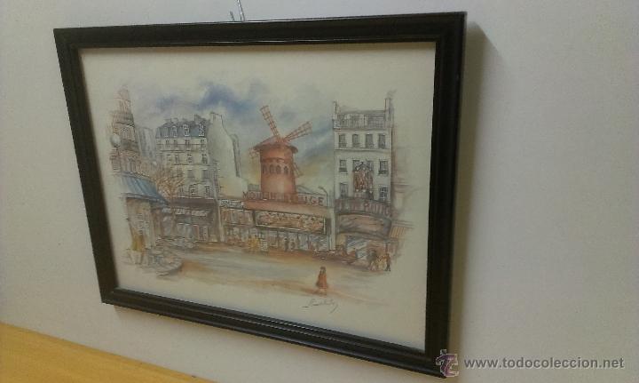 Otros objetos de arte: LAMINA ENMARCADA DEL MOULIN ROUGE .PARIS . - Foto 3