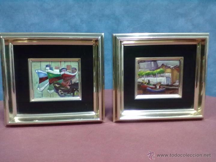 Otros objetos de arte: BARCOS DOS ESMALTES SOBRE COBRE PUERTO - Foto 1
