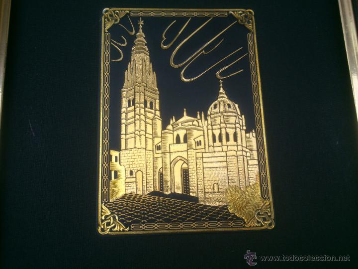 Otros objetos de arte: Placa DAMASQUINADA EN TOLEDO. ORO AMARILLO Y ORO VERDE - Foto 3