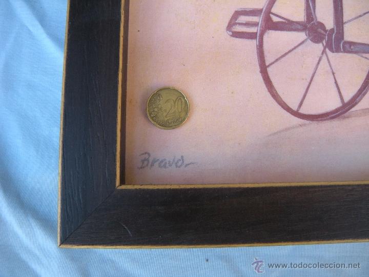 Otros objetos de arte: GRACIOSA L&Aacute;MINA DE TRICICLO ENMARCADA - Foto 2