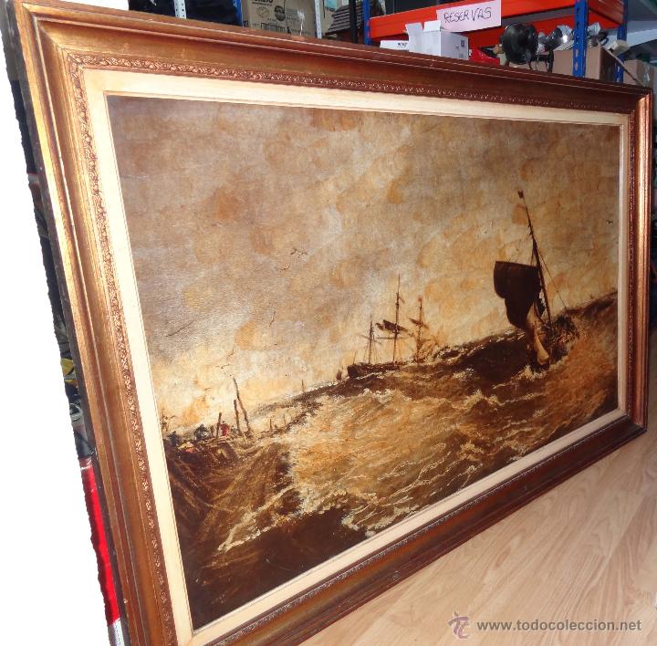 Otros objetos de arte: Antiguo cuadro naval 153 x 103cm - Foto 2