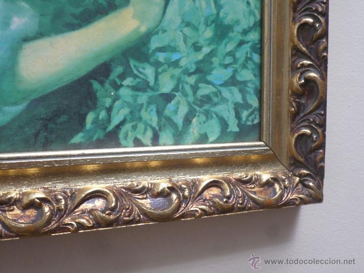Otros objetos de arte: CUADRO DE MUJER SENTADA CON CANASTO CON CA&Ntilde;A COLOR ORO. - Foto 6