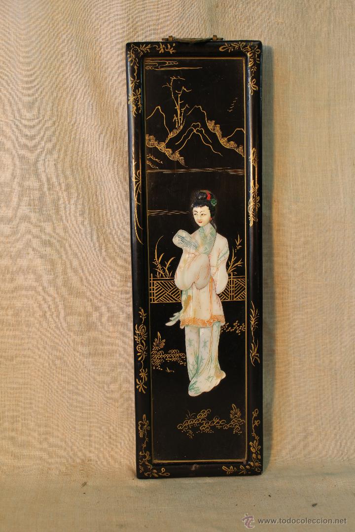Otros objetos de arte: cuadro con geisha en nacar - Foto 1