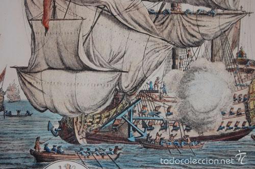 Otros objetos de arte: LAMINA ANTIGUA REPRESENTACI&Oacute;N MARITIMA - Foto 1