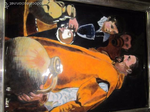 Otros objetos de arte: Esmalte con cuadro de Vel&aacute;zquez, enmarcado en plata y madera. - Foto 2