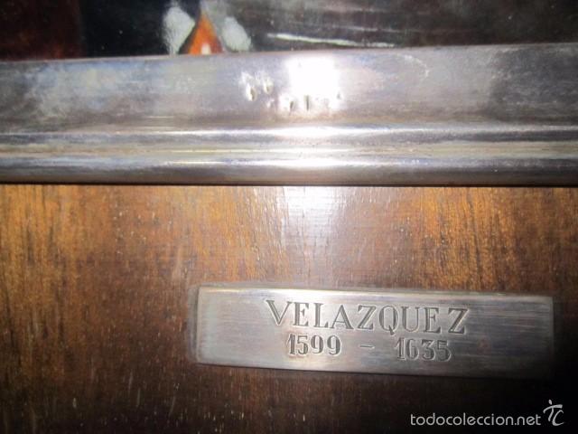 Otros objetos de arte: Esmalte con cuadro de Vel&aacute;zquez, enmarcado en plata y madera. - Foto 5