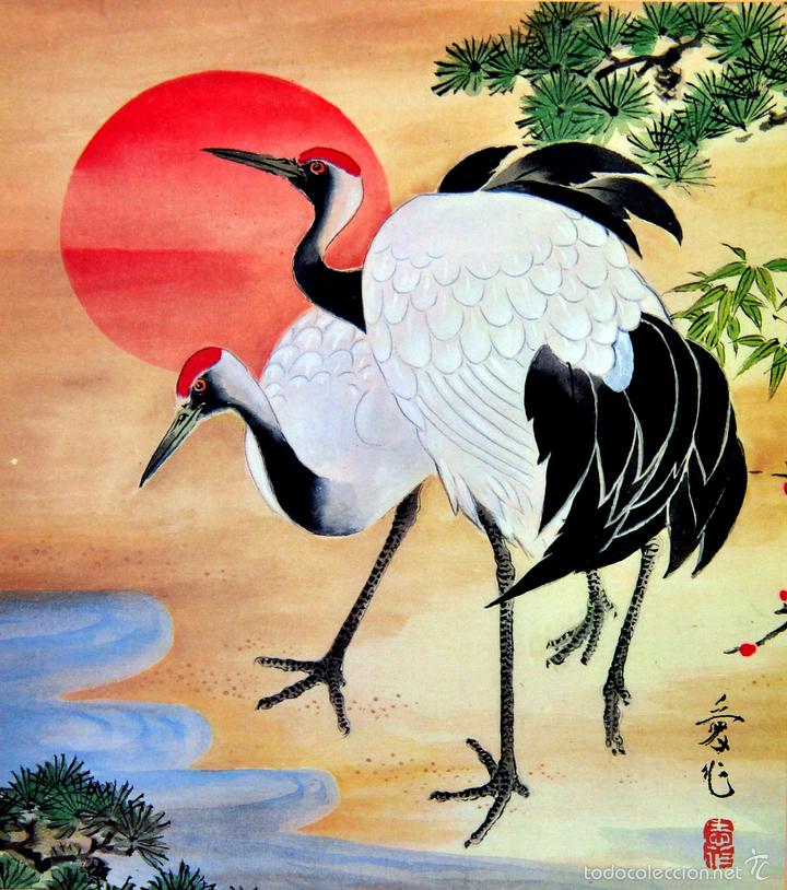 Otros objetos de arte: TRES L&Aacute;MINAS JAPONESAS - Foto 2
