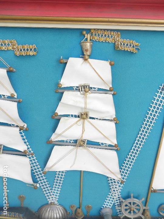 Otros objetos de arte: CUADRO DE VELERO SIGLO XIV. MATERIALES DE RECICLAJE. - Foto 4