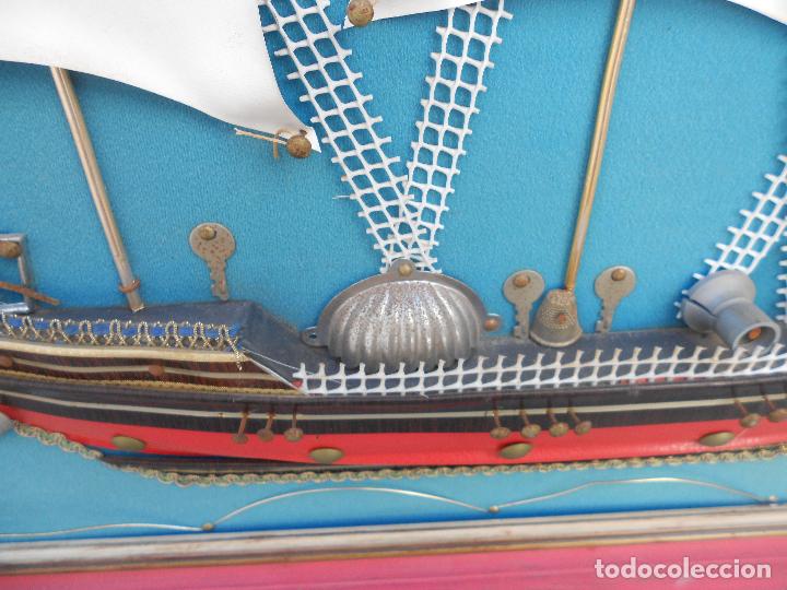 Otros objetos de arte: CUADRO DE VELERO SIGLO XIV. MATERIALES DE RECICLAJE. - Foto 6