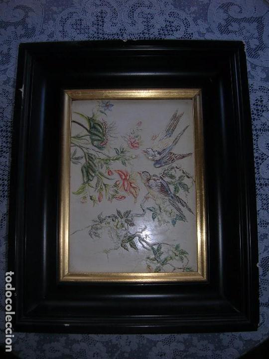 Otros objetos de arte: Cuadro p&aacute;jaros. 33,5 cms*27 cms - Foto 1