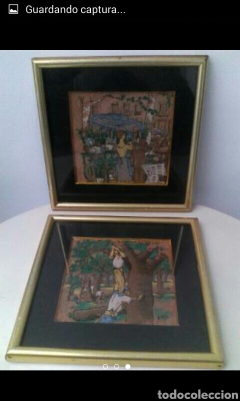 Otros objetos de arte: Lote 2 pinturas en lienzo de corcho - Foto 1