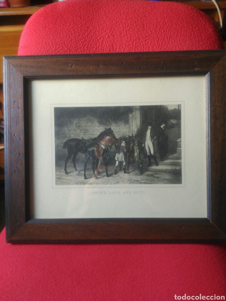 Otros objetos de arte: Cuadro imagen antigua con caballos - Foto 1