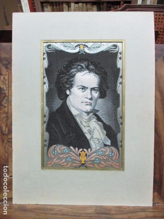 Otros objetos de arte: RETRATO DE BEETHOVEN EN TEJIDO CON PASPERT&Uacute;. - Foto 1