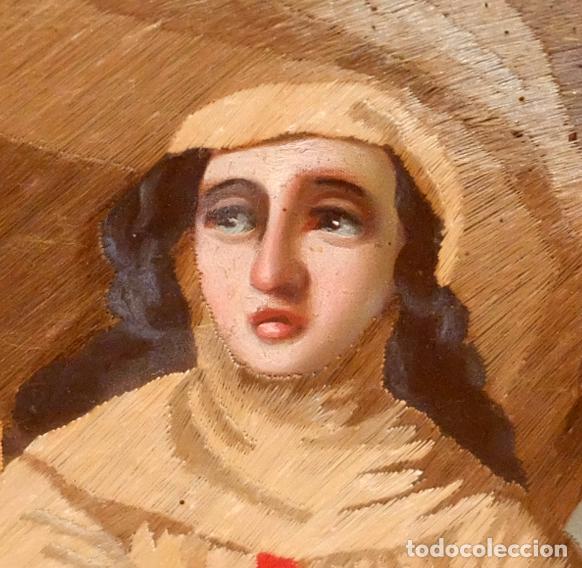 Otros objetos de arte: COMPOSICI&Oacute;N BORDADA Y PINTADA SOBRE SEDA DEL SIGLO XIX. - Foto 3