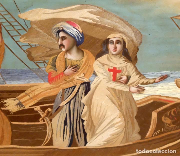 Otros objetos de arte: COMPOSICI&Oacute;N BORDADA Y PINTADA SOBRE SEDA DEL SIGLO XIX. - Foto 5