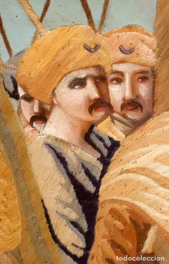 Otros objetos de arte: COMPOSICI&Oacute;N BORDADA Y PINTADA SOBRE SEDA DEL SIGLO XIX. - Foto 8