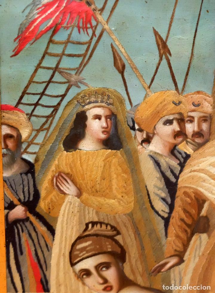 Otros objetos de arte: COMPOSICI&Oacute;N BORDADA Y PINTADA SOBRE SEDA DEL SIGLO XIX. - Foto 10