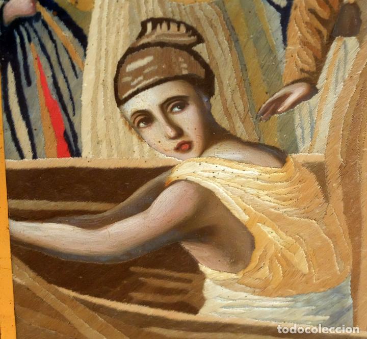 Otros objetos de arte: COMPOSICI&Oacute;N BORDADA Y PINTADA SOBRE SEDA DEL SIGLO XIX. - Foto 11