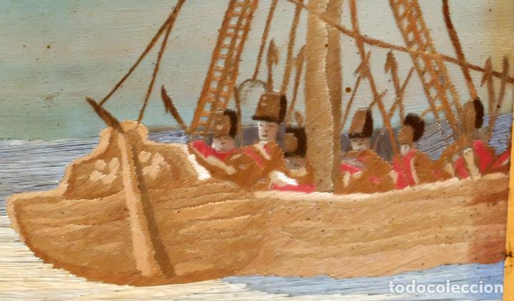 Otros objetos de arte: COMPOSICI&Oacute;N BORDADA Y PINTADA SOBRE SEDA DEL SIGLO XIX. - Foto 12