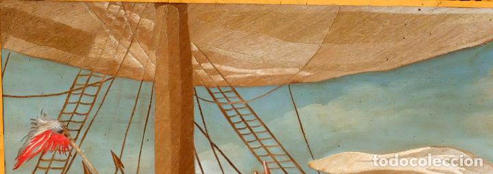Otros objetos de arte: COMPOSICI&Oacute;N BORDADA Y PINTADA SOBRE SEDA DEL SIGLO XIX. - Foto 16