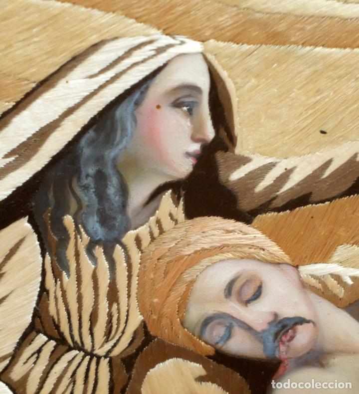 Otros objetos de arte: COMPOSICI&Oacute;N BORDADA Y PINTADA SOBRE SEDA DEL SIGLO XIX. - Foto 3