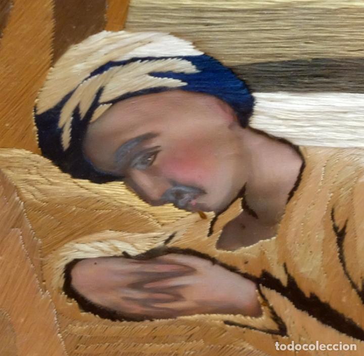 Otros objetos de arte: COMPOSICI&Oacute;N BORDADA Y PINTADA SOBRE SEDA DEL SIGLO XIX. - Foto 9