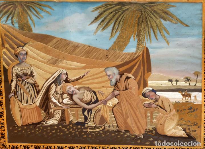 Otros objetos de arte: COMPOSICI&Oacute;N BORDADA Y PINTADA SOBRE SEDA DEL SIGLO XIX. - Foto 14
