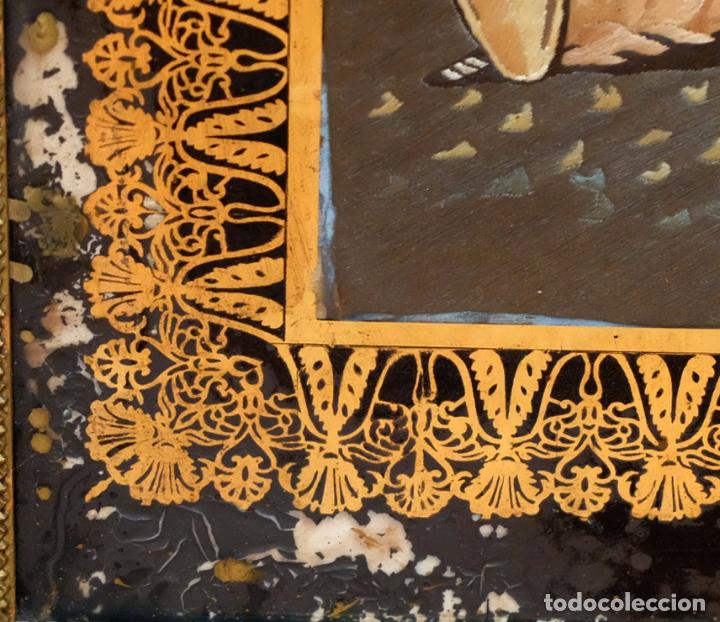 Otros objetos de arte: COMPOSICI&Oacute;N BORDADA Y PINTADA SOBRE SEDA DEL SIGLO XIX. - Foto 15