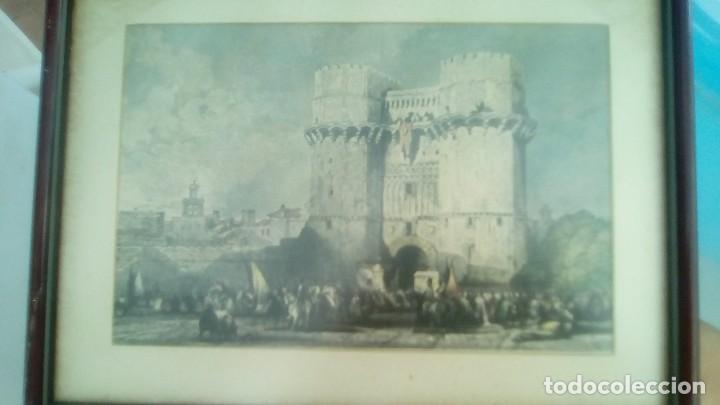 Otros objetos de arte: antiguo cuadro con grabado torres de quart valencia - Foto 1