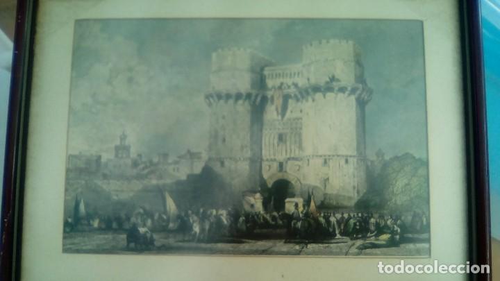 Otros objetos de arte: antiguo cuadro con grabado torres de quart valencia - Foto 2