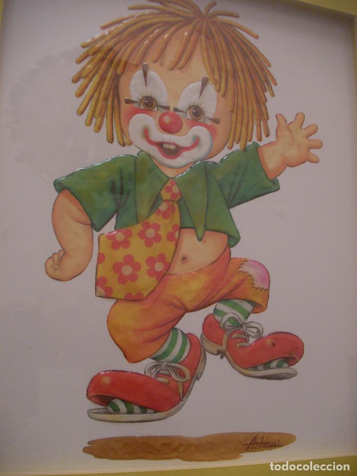 Otros objetos de arte: CUADRO CON ANTIGUA LAMINA PAYASO - Foto 2
