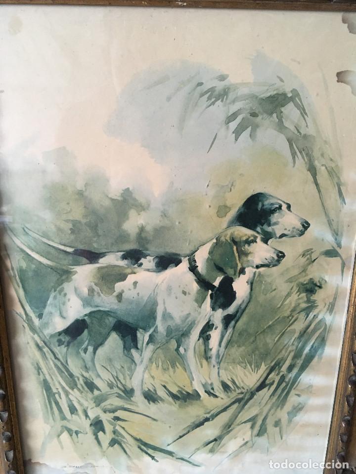 Otros objetos de arte: CUADRO MUY ANTIGUO CON TEM&Aacute;TICA PERROS DE CACER&Iacute;A. PIEZA ESPECTACULAR - Foto 4
