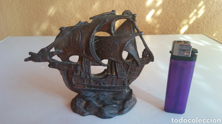 Otros objetos de arte: BARCO CREO QUE DE BRONCE REPLICA BARCO SANTAMARIA - Foto 1