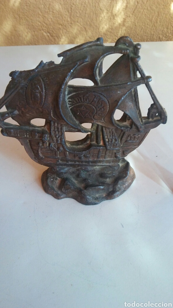 Otros objetos de arte: BARCO CREO QUE DE BRONCE REPLICA BARCO SANTAMARIA - Foto 3
