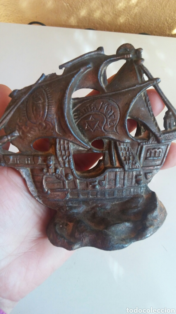 Otros objetos de arte: BARCO CREO QUE DE BRONCE REPLICA BARCO SANTAMARIA - Foto 7